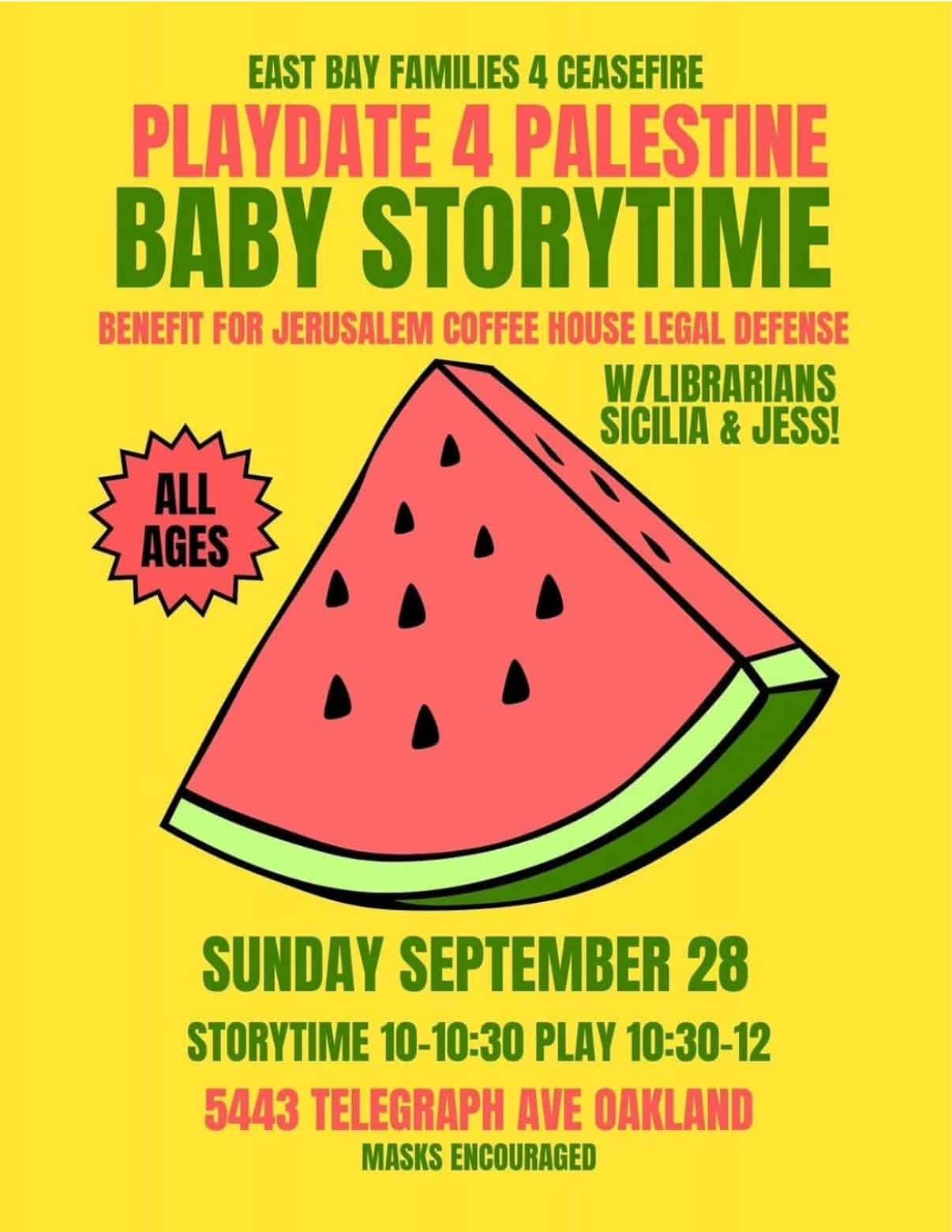 East Bay Families 4 Ceasefire Presents "Playdate 4 Palestine"