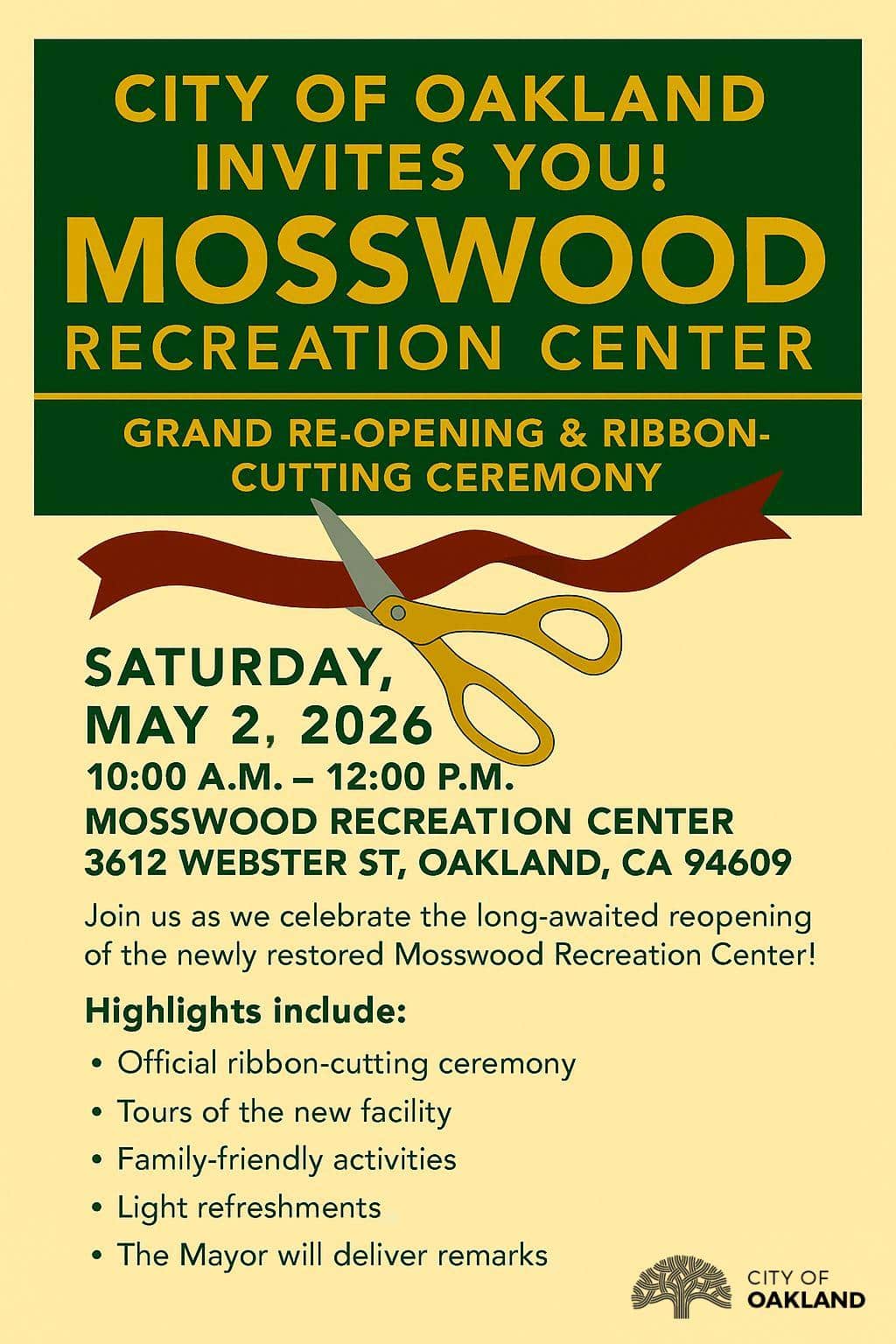 Mosswood Recreation Center Grand Re-Opening & Ribbon Cutting Ceremony