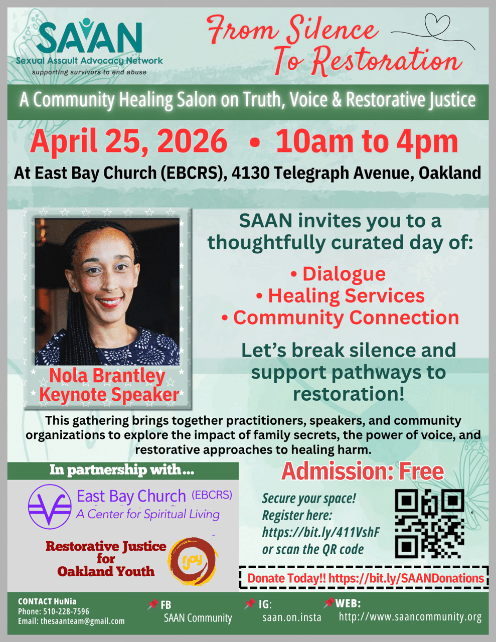 The SAAN Self Care & Restorative Justice Salon “From Silence to Restoration”
